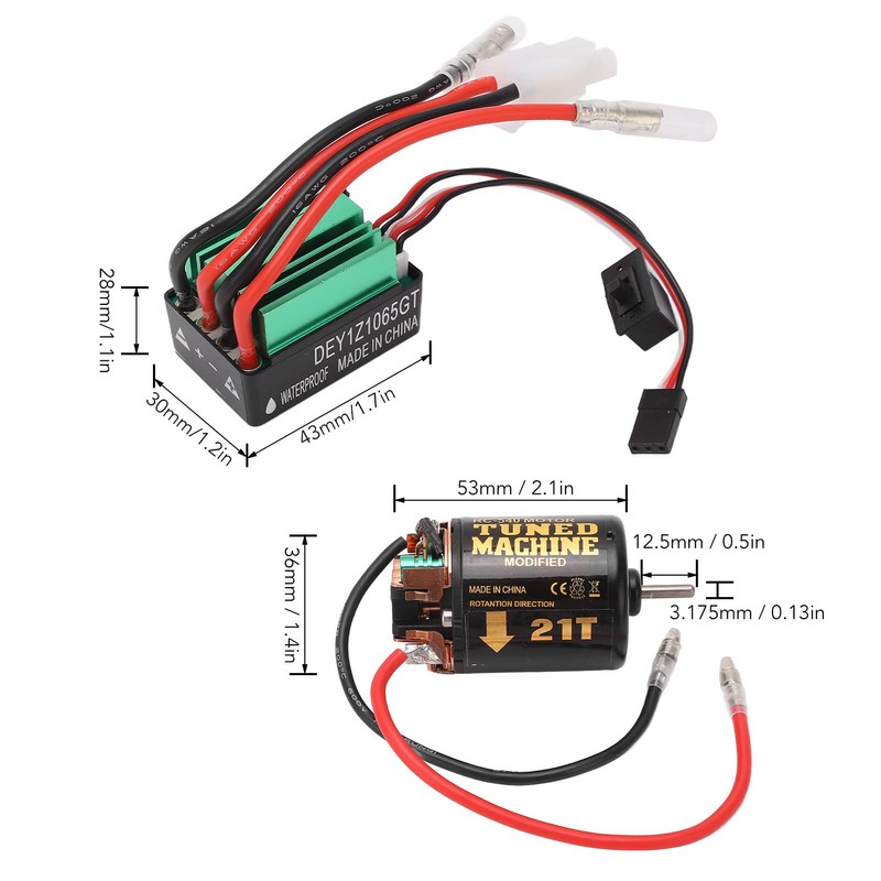 540 21T Brushed Motor 65A Waterproof Green Brush ESC Precise