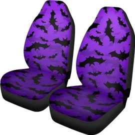 FUIALDOLG Automotive Seat Cover Car Seat Covers Set,Black Bat 2pcs Ultra Soft High Back Car Front Seat Purple Cover Universal Auto Front Seats Protector Fits for Car,SUV
