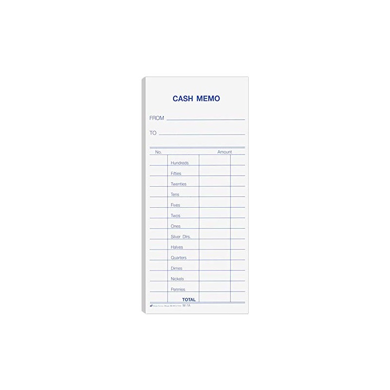BankSupplies Cash Memo - 2.75 W X 6.25 H -