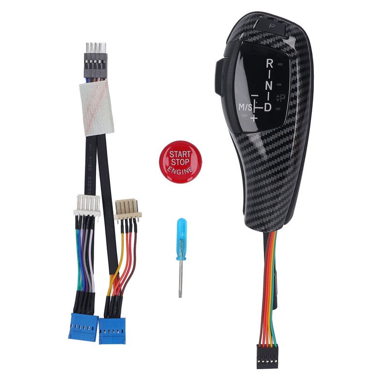 LED Gear Shift Knob Red Engine Start Button Cover Kit