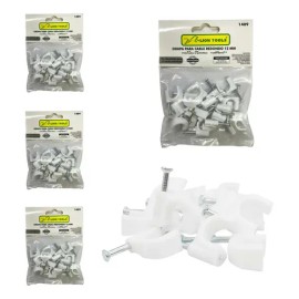 Grapa Para Cable Redondo 12mm Color Blanco 100 Pzs                                                                                                    