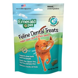 Emerald Pet Feline Dental Crunchy Natural Grain Free Cat Treats, Made in USA, 3 oz, Model: 00404-CO
