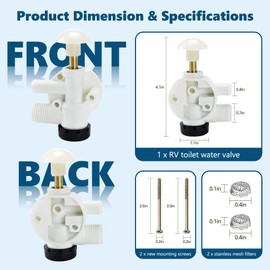 Funmit 385314349 RV Toilet Water Valve Kit Replacement for Pedal Flush Toilets for Camper, Trailer, Boat | Premium Performance in Prevention of Leakage | Increased Freeze Resistance