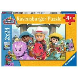 Ravensburger Children's Puzzle 05588 Dino Ranch Friendship 2 x 24 Pieces Dino Ranch Puzzle for Children from 4 Years, Blue