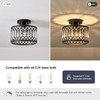 Pevfah Crystal Black Ceiling Light, Modern Semi Flush Mount Ceiling