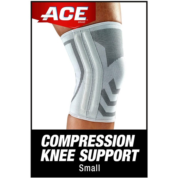 ACE - AC-SO-13JU-016497 -SO-13JU-016497 Compression Knee Brace with Side Stabilizer, Helps support weak, injured, arthritic or sore knee,Small- Gray Grey