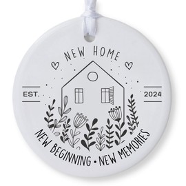 New Home Ornament 2024, House Warming Ceramic Ornament Gifts, New House New Beginning, Housewarming Gift Presents for Women, Couple, New Home Gifts for Home, New Home Owners Gift Idea (New Home)