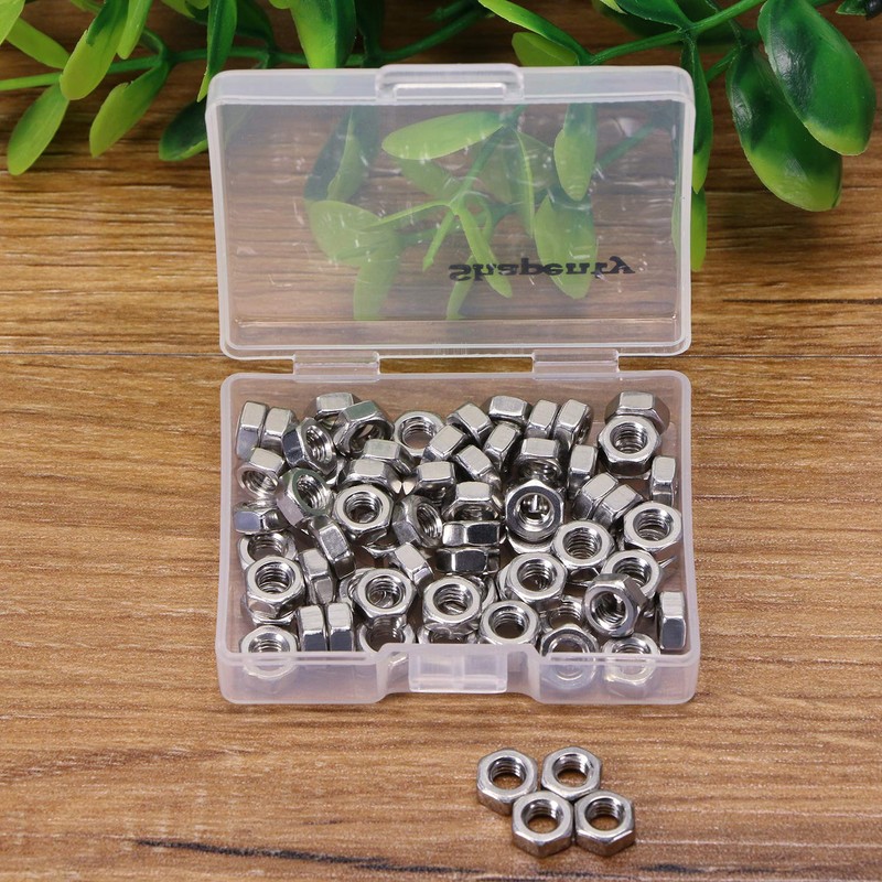 Shapenty 70PCS Small Stainless Steel Nuts Female Thread Screw Hex
