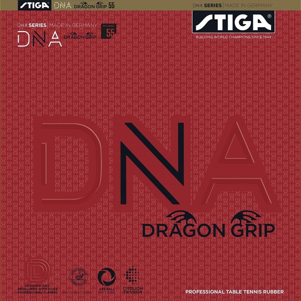 STIGA 1712090123 Table Tennis Rubber Tension Soft Backing DNA Dragon Grip 55° Black MAX