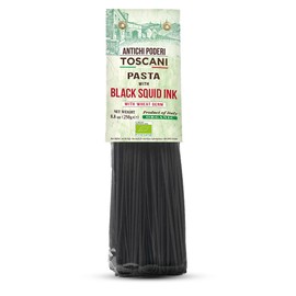 Antichi Poderi Organic Black Squid Ink Pasta Linguine - Black Pasta Noodles Made with Durum Wheat Semolina, Squid Ink, and Wheat Germ, Imported Gourmet Pasta from Italy