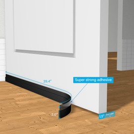 2 Pack Door Draft Stopper for Bottom of Door, Under Door Sweep for Exterior & Interior Doors, Adjustable Weather Stripping Door Seal, Soundproof & Cold Air Blocker Insulation (Black, 39" L)