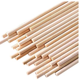 HOPELF 25pcs Bamboo Dowel Rod Assortment - 1/4 x 17.5 Inch, Wooden Sticks for DIY Crafts