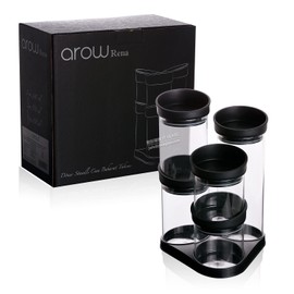 JT Glass Borosilicate Glass Storage Jar Set of 5 Canister Container with Silicone Lid and Turntable For Food Noodles Flour Cereal Rice Sugar Tea Coffee Beans