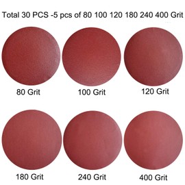 30 PCS 9 Inch PSA Sanding Discs Set- 80, 100, 120, 180, 240, 400 Grit -9" Self Adhesive Stickyback Aluminum Oxide Sandpaper Discs for Drywall, Floor, Woodworking, Metal Sanding