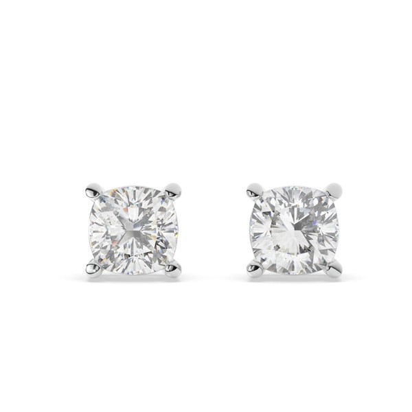14K Solid White Gold Lab Grown Moissanite Diamond Cushion Shape