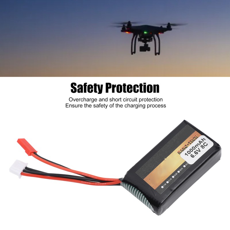 RC Receiver Lithium Battery 1000mAh 8C 6.6V RC Aircraft Remote