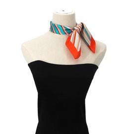 ANDANTINO 100% Pure Mulberry Silk Small Square Scarf -21'' x 21''- Breathable Lightweight Neckerchief -Digital Printed Headscarf (Colorful Stripes)