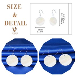CPSLOVE Women's Round Shell Earrings 925 Sterling Silver Elegant White Round Earrings for Girls Creative Fashion Jewellery, Sterling Silver, Shell