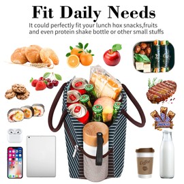 Coobiiya Lunch Bag Women, Lunch Box for Women Adult Men, Small Leakproof Cute Lunch Tote Large Capacity Reusable Insulated Cooler Lunch Container for Work/Office/Picnic/Travel-Stripe