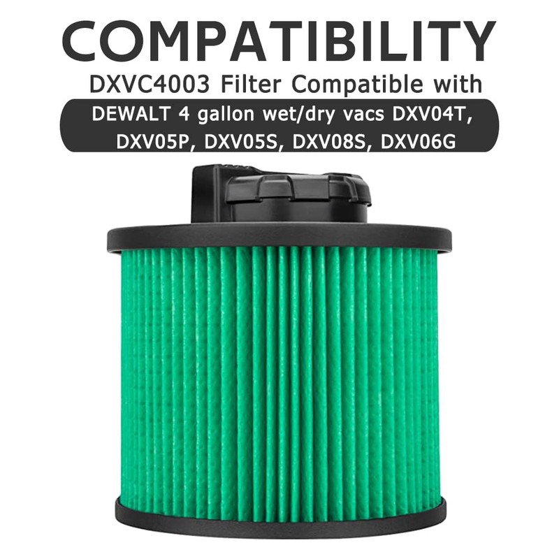 2 Pack DXVC4003 Replacement Filters for DEWALT 4 Gallon DXV04T,