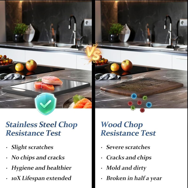 Double-Sided Chopping Board, Titanium Chopping Boards, Cutting Board, Stainless Steel,