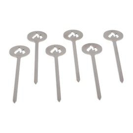 Grillrost.com Das Original Burger Skewers Set of 6 – Extra Long Made of Polished Stainless Steel with Stylish Flame Logo – Made in Germany