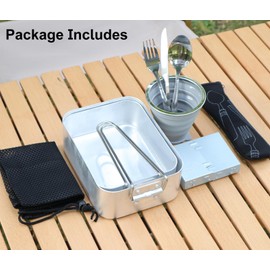 Lafuntar Camping Mess Tin, 9-Piece Mess Tins for Camping, Features Mess Tins, Cup, Cutlery Set, Compact Stove, Storage Bag Suitable for Camping, Festivals & Fishing Trips (Upgrade).