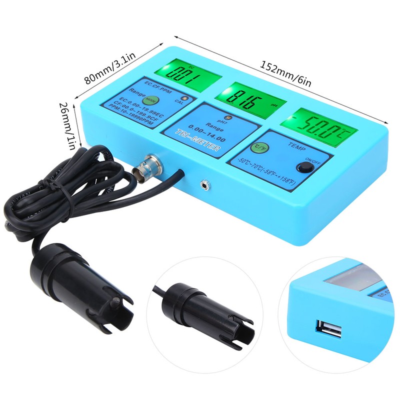 5 in 1 Multifunctional Digital Multiparameter PH Meter EC Temperature