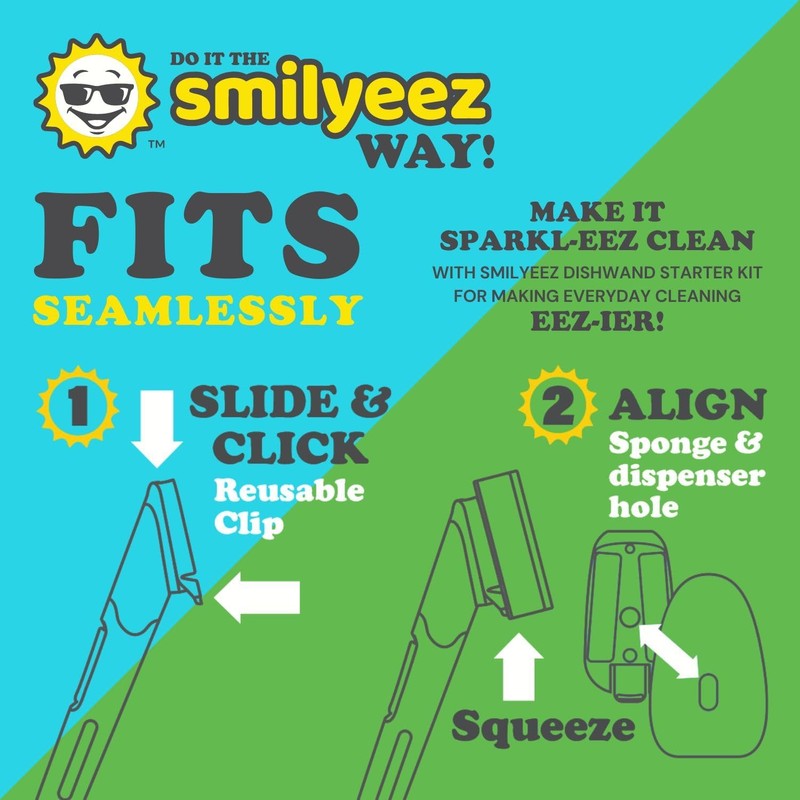 Smilyeez Soap Dispensing Dishwand (Grey) with Ergonomic Handle and 4