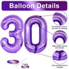 Number 30 Purple Balloons, 40 Inch Self Inflating Large Foil