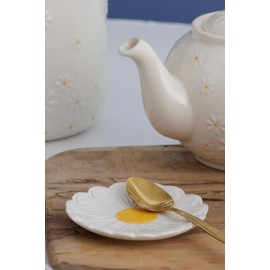 Price & Kensington Daisy Kitchen Tidy | Ceramic Spoon Rest with Embossed Daisy Design | Hand-Painted Yellow Centre | Kitchen Counter Accessory