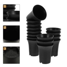 SUPVOX 15Pcs Black Plastic High Waist Flower Pots, 3.74X3.74X4.13 Inch Planters for Succulents, Ferns, and Gardening Use in Living Room, Office, or Outdoor Spaces