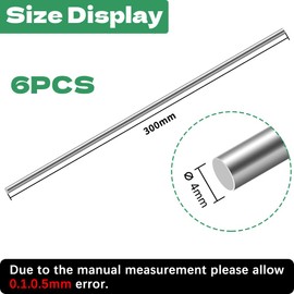 HXJDAM Pack of 6 Stainless Steel Rods, 4 x 300 mm Round Rods, Round Steel, 304 Stainless Steel Solid Round Rod for DIY (Diameter: 4 mm, Length: 300 mm)
