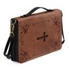 Wetoricau Brown Cross Floral Bible Cover Lightweight Bible Case Waterproof