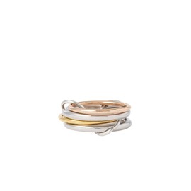 Shapes Studio Trio Linked Ring, Link Ring (Acacia), Minimalism style for women, Never Tarnish (Four Band (two silver), 7)
