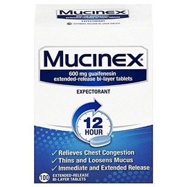 Mucinex 12 Hr Chest Congestion Expectorant, Tablets, 100ct (Pack of 3)