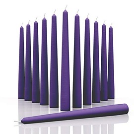 CANDWAX 12 inch Taper Candles Set of 12 - Dripless and Smokeless Candle Unscented - Slow Burning Candle Sticks are Perfect As Christmas Taper Candles - Purple Candles