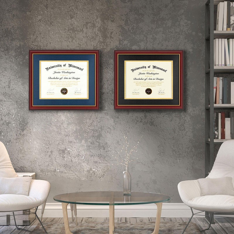 Minesaxel Diploma Frame 14x17 with Black Mat Fits Document, Certificate