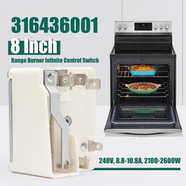 316436001 Range Surface Element Switch Replacement for Frigidaire 8 inch Stove Surface Burner Infinite Switch Parts PS1145040 316021501 1155395 AH1145040 EA1145040 AP3885460