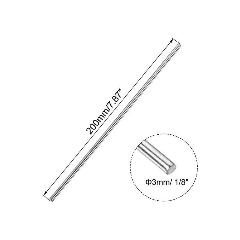 uxcell 3mm x 200mm 304 Stainless Steel Solid Round Rod