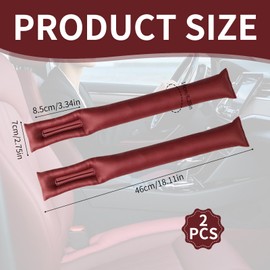 Car Seat Gap Filler - Red PU Leather, Durable, Easy to Clean, Prevents Items from Falling, Universal Fit - 2 Pack