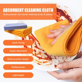 Neyeau 8PCS Ultra-Absorbent Cleaning Cloth,Reusable Super Absorbent Cloth,Multi-Purpose Cleaning Cloths for Home All Purpose with 1 Pair Gloves,for a Variety of Cleaning Scenarios (4 Yellow/4 Blue)