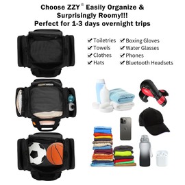 ZZY Small Sports Duffle Bag, 25L Gym Bag, Carry On Holdall for Weekender Travel (Black, 25L)