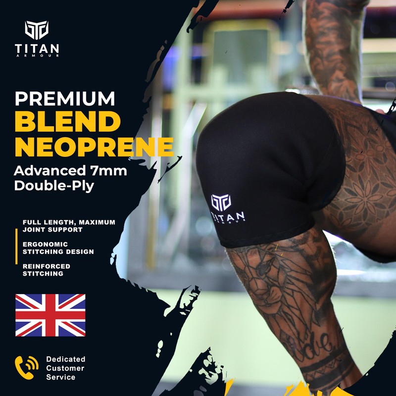 Titan Armour® Premium Knee Sleeves Weight Lifting | 7mm Double-Ply