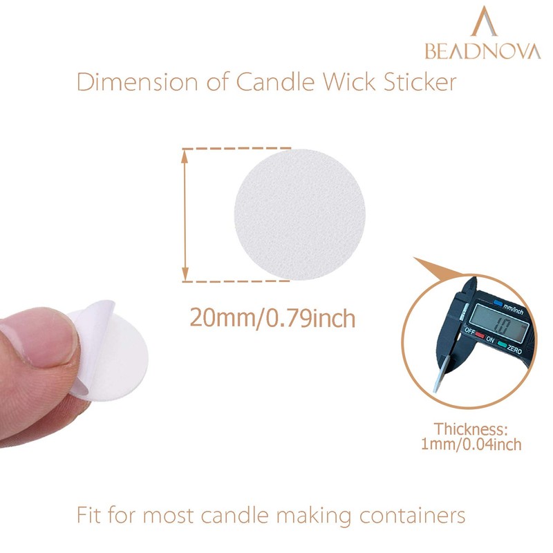 BEADNOVA Candle Wick Stickers 70pcs Candle Stickers Double Sided Wick