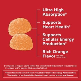 Qunol CoQ10 Gummies, CoQ10 100mg, Delicious Gummy Supplements, Helps Support Heart Health, Vegan, Gluten Free, Ultra High Absorption, 2 Month Supply (