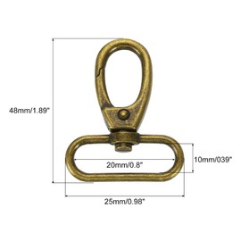 sourcing map 10Pcs Swivel Clasps, 1.5 Inch Oval Ring Lobster Clasp Claw Metal Push Gate Snap Hooks for Purse Making Keychain Belt Strap, Bronze