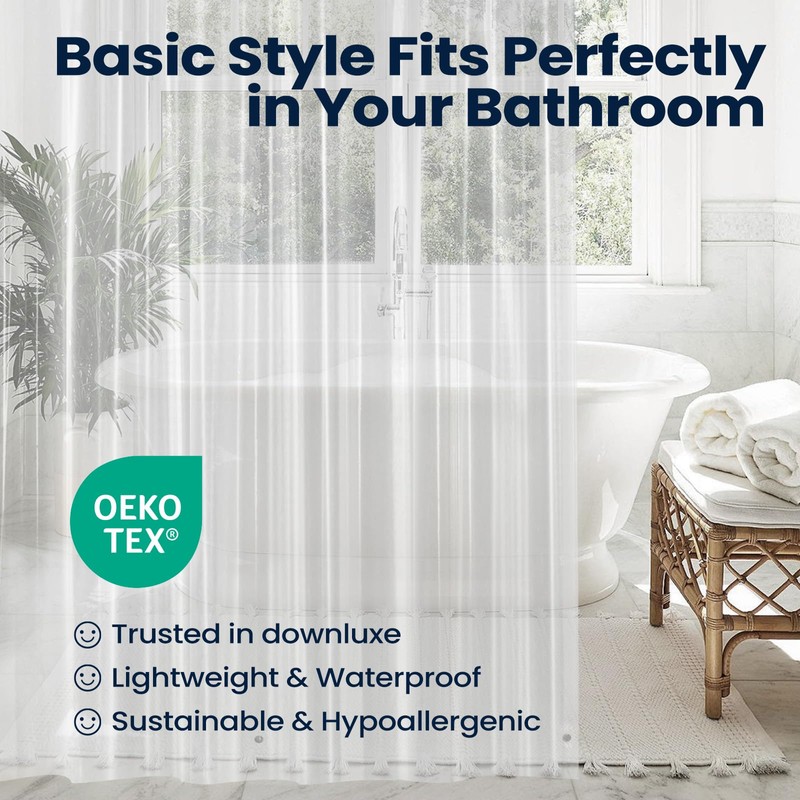 downluxe Clear Shower Curtain Liner, PEVA Lightweight Plastic Shower Liner