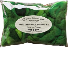 Wool Roving Hand Dyed. Super Soft BFL Combed Top Pre-Drafted for Easy Hand Spinning. Artisanal Craft Fiber Ideal for Felting, Weaving, Wall Hangings and Embellishments. 1 Ounce. Hunter Green