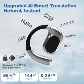 HYGAMOCC AI Real-Time Translation Earbuds,144 Languages 3-in-1 Wireless Bluetooth Earbuds for iOS & Android, Business/Travel/Language Learning Translator Earphones with Charging Case（Black）